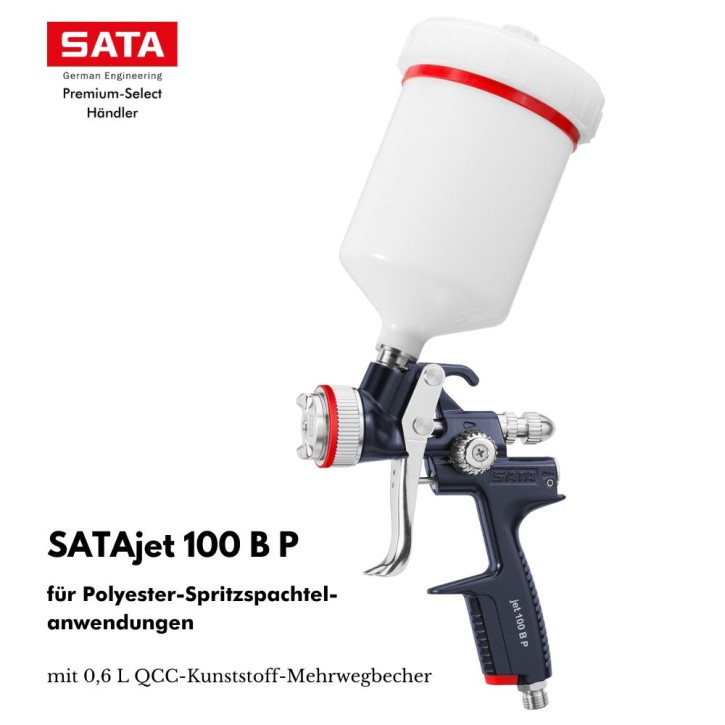 SATAjet 100 B P mit 0,6l QCC-Kunststoff-Mehrwegbecher ohne Drehgelenk (P Düse)