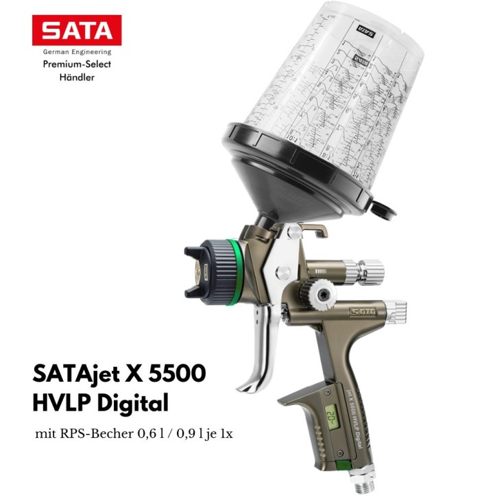 SATAjet X 5500 HVLP Digital mit Drehgelenk und RPS Mehrzweckbecher (1,4-O Düse)