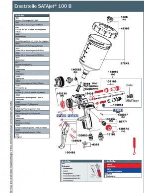 SATAjet 100 B P mit 0,6l QCC-Kunststoff-Mehrwegbecher ohne Drehgelenk (P Düse)